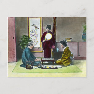Carte Postale Vintage traditionnel japonais Mahjong 麻 雀