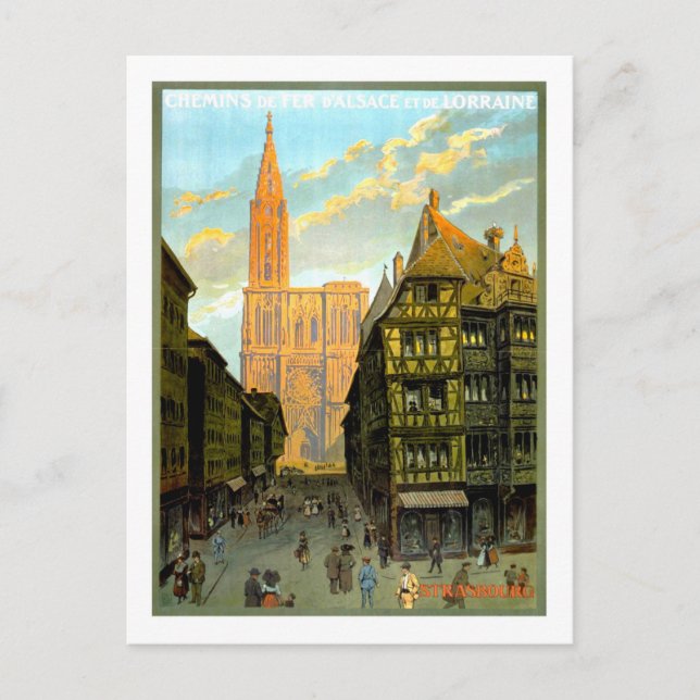 Carte Postale Vintage Travel Poster, Strasbourg (Devant)