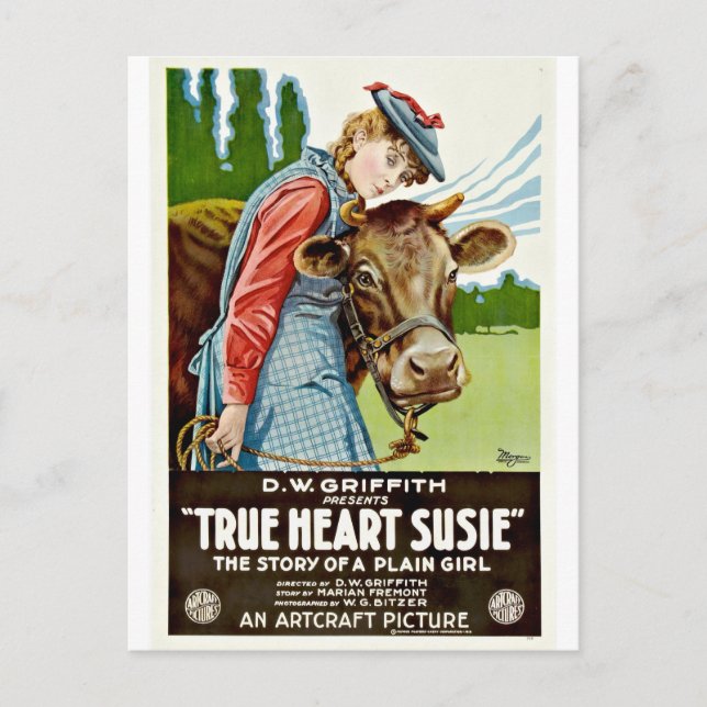 Carte Postale Vintage True Heart Susie Silent Hollywood Movie (Devant)