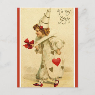 Carte Postale Vintage Un clown amoureux