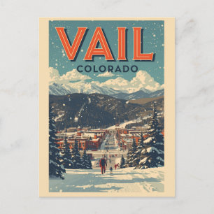 Carte Postale vintage Vail colorado extérieur hiver neige ski