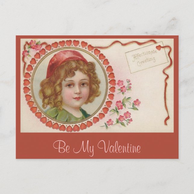 Carte postale Vintage Valentine Girl (Devant)