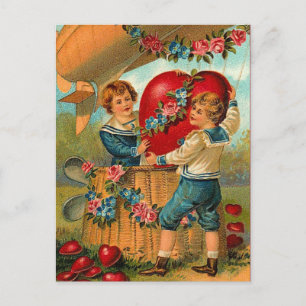 Carte postale vintage Valentine livrant l'amour