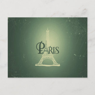 Carte Postale Vintage Vert Tour Eiffel Paris Design
