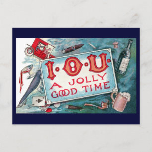 Carte Postale Vintage Vices Party, Jeu Boire Fumer