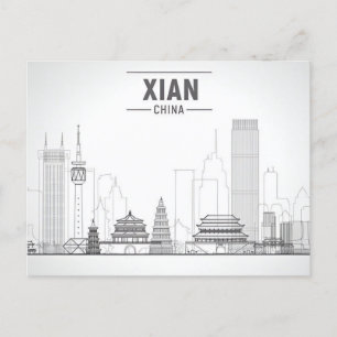 Carte Postale Vintage ville de voyage Xian Chine Chinois RETRO