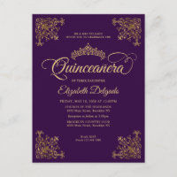 Vintage Violet Gold Frame Tiara Quinceanera