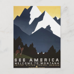 Carte Postale Vintage Voir America Montana WPA Travel