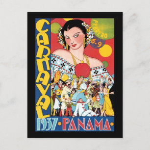 Carte Postale Vintage voyage 1937 Panama Carnival Party Femme