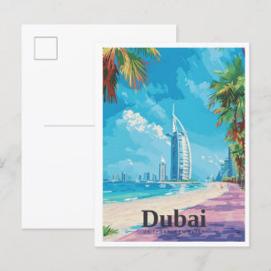 Carte Postale Vintage voyage artistique des Émirats arabes unis 