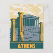 Carte Postale Vintage voyage Athènes Grèce santorini rétro