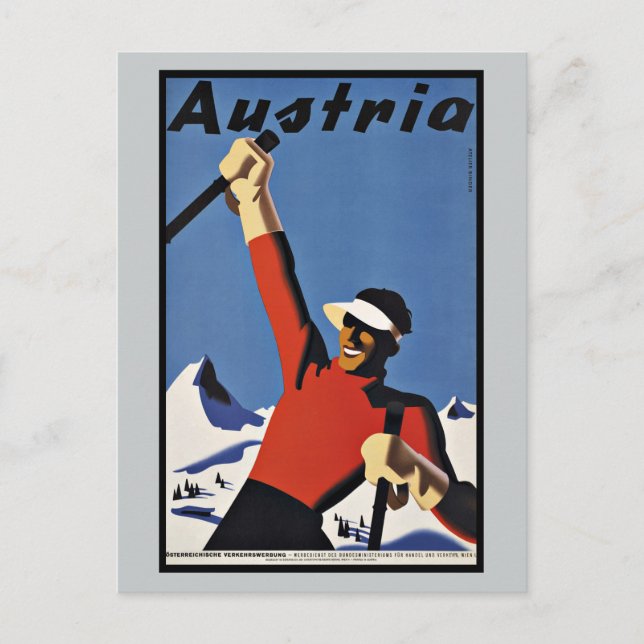Carte Postale Vintage voyage Autriche Sports de ski (Devant)