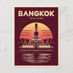 Carte Postale Vintage voyage Bangkok Thaïlande Retro Graphisme