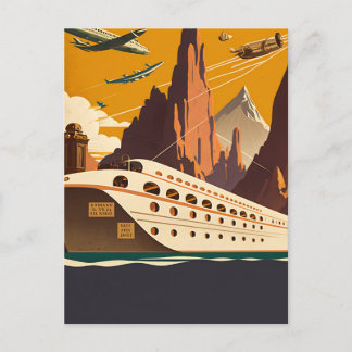 Carte postale Vintage voyage Bateau & Avions