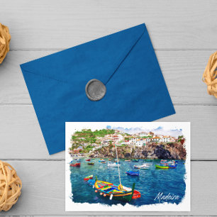 Carte Postale Vintage voyage coloré Madeira Portugal