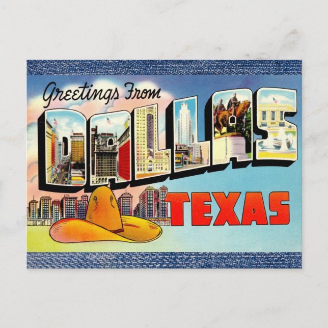 Carte postale Vintage voyage Dallas Texas (Devant)