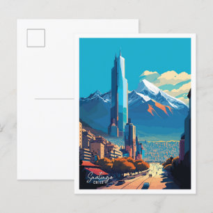 Carte Postale Vintage voyage d'art Santiago Chili