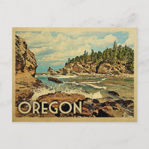 Carte Postale Vintage voyage de plage de l'Oregon Postcard