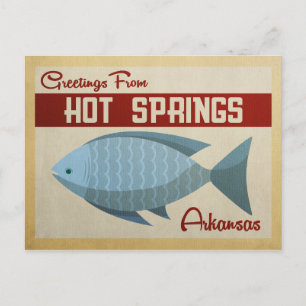 Carte Postale Vintage voyage de poisson bleu Arkansas Hot Spring