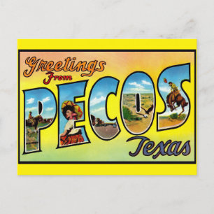 Carte postale Vintage voyage de voeux Pecos, Texas