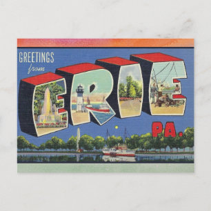 Carte postale Vintage voyage Erie, Pennsylvanie