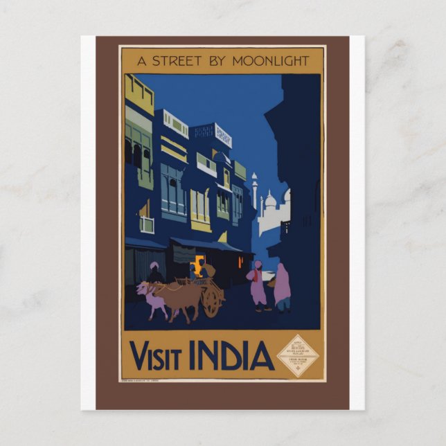 Carte postale Vintage voyage indienne (Devant)
