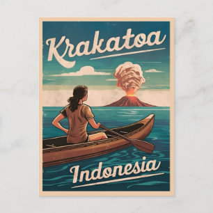 Carte Postale Vintage voyage Krakatoa Indonésie Rétro Pittoresqu
