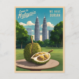 Carte Postale Vintage voyage Kuala Lumpur Malaisie Durian Humour