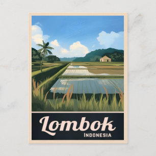 Carte Postale Vintage voyage Lombok Indonésie Paysage