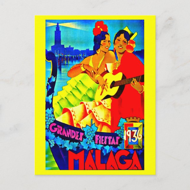 Carte postale Vintage voyage-Malaga (Devant)