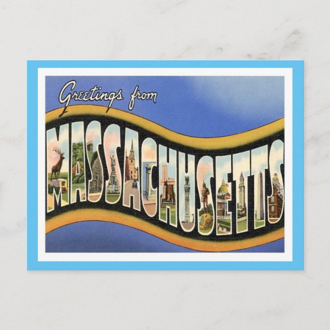 Carte Postale Vintage voyage Massachusetts (Devant)
