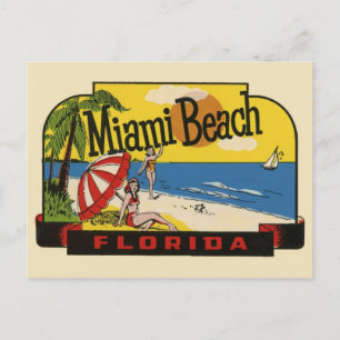 Carte postale Vintage voyage Miami Beach Florida