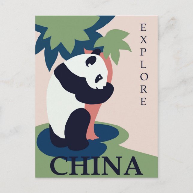 Carte postale Vintage voyage Panda Chine (Devant)