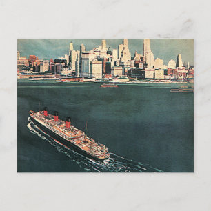Carte Postale Vintage voyage par bateau de croisière à New York
