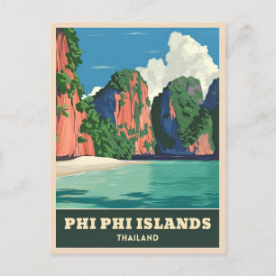 Carte Postale Vintage voyage Phi Phi Îles Thaïlande Balnéaire