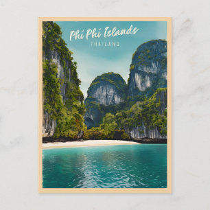Carte Postale Vintage voyage Phi Phi Îles Thaïlande Rétro