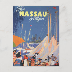 Carte Postale Vintage voyage, Port de Nassau, Floride, Bateaux à