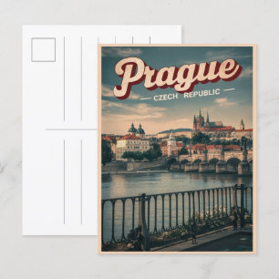Carte Postale vintage voyage prague république tchèque cadeaux, 