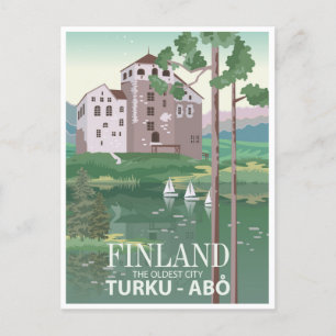 Carte Postale Vintage voyage rétro Finlande turku-Abo Laponie