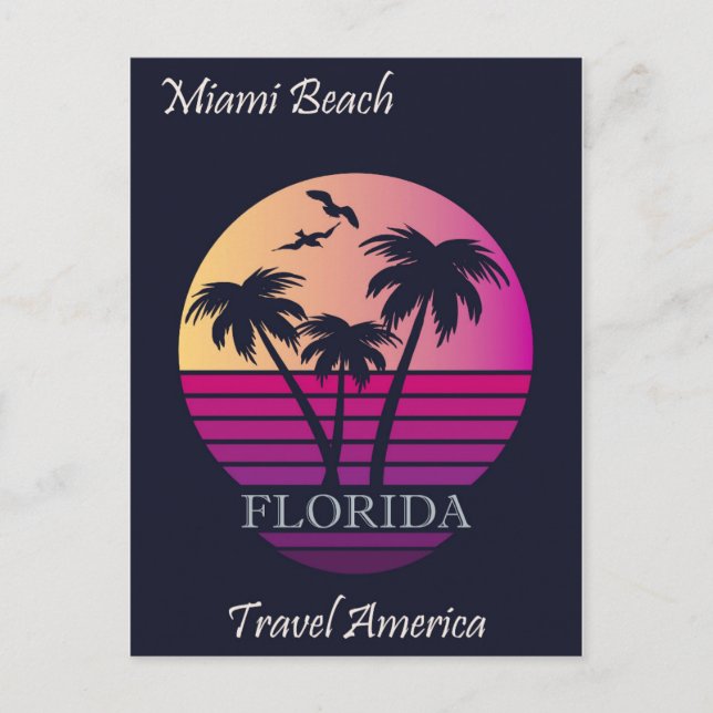 Carte Postale Vintage voyage Retro Miami Beach Floride (Devant)