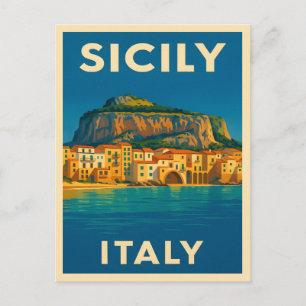Carte Postale Vintage voyage rétro Sicile Italie Pittoresque côt