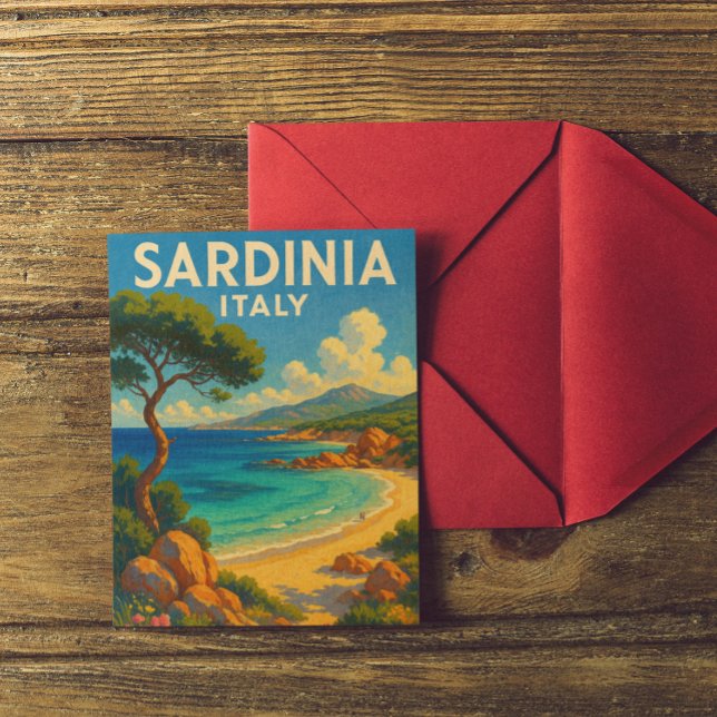 Carte Postale Vintage voyage Sardaigne Italie (retro sardinia italy travel artwork)