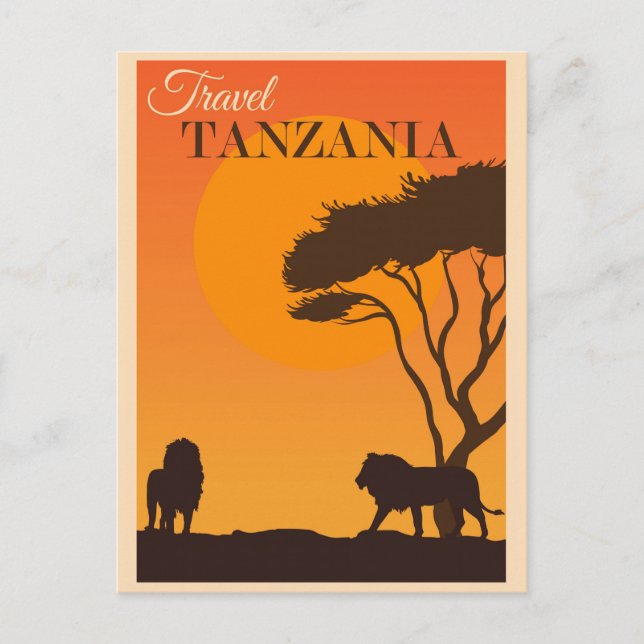 Carte postale Vintage voyage Tanzanie Afrique Lion (Devant)