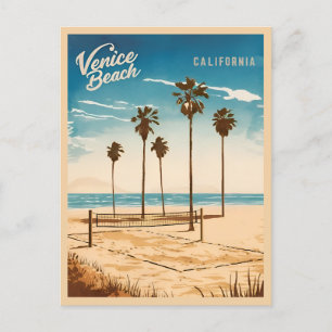 Carte Postale Vintage voyage Venice Beach California Style Rétro