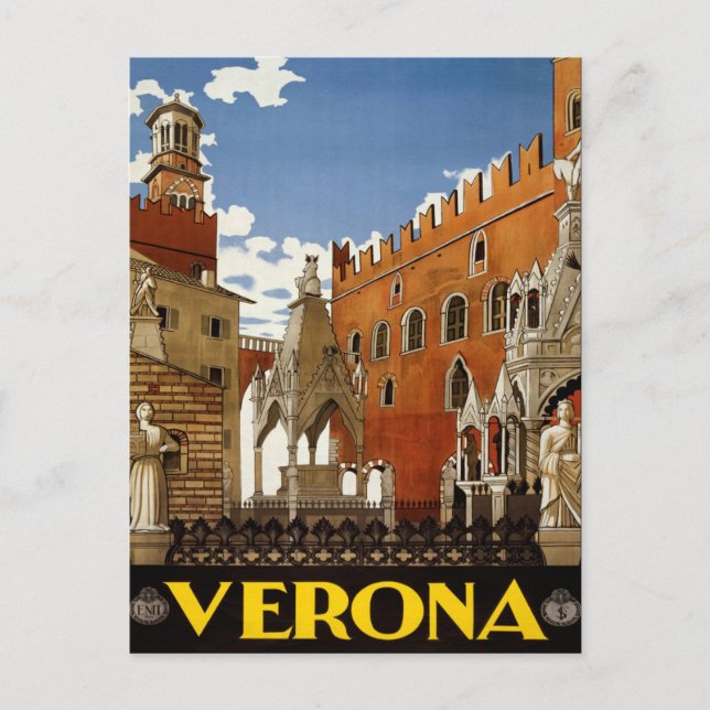 Carte postale Vintage voyage Vérone, Italie (Devant)