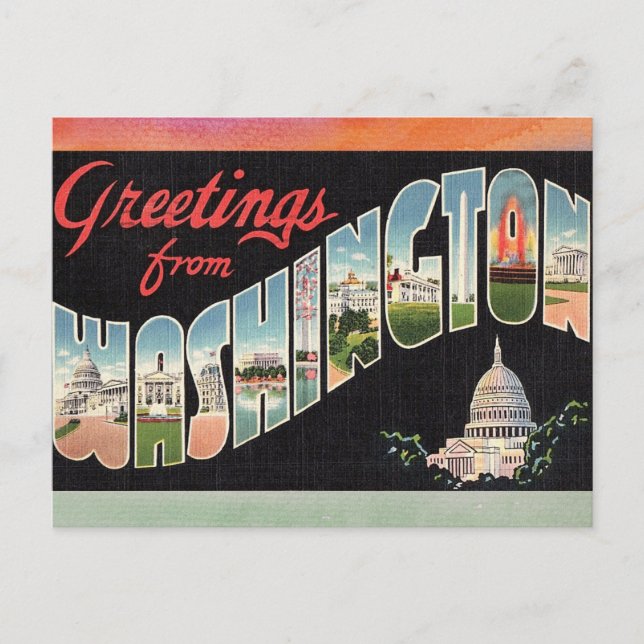Carte postale Vintage voyage Washington (Devant)