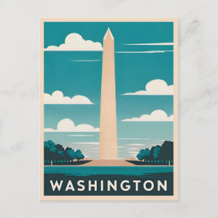 Carte Postale Vintage voyage Washington Monument Retro Graphisme