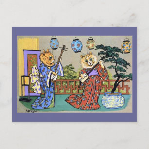 Carte postale vintage Wain Japanese Musical Cat