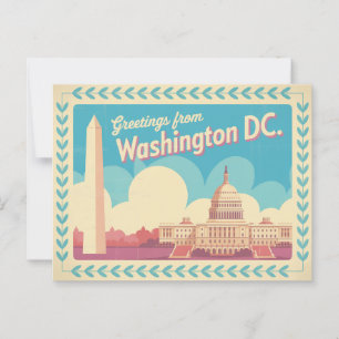 Carte postale vintage Washington DC Salutations