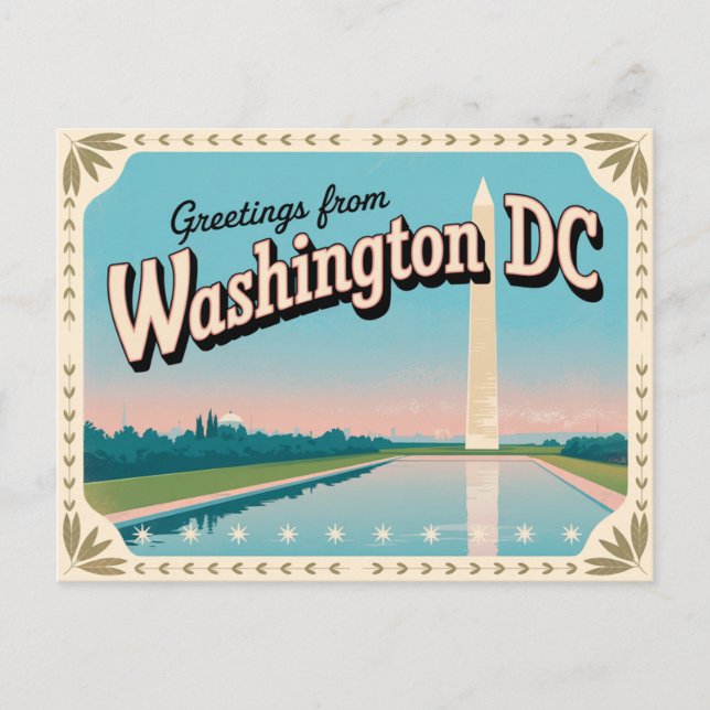 Carte postale vintage Washington DC | Salutations  (Devant)